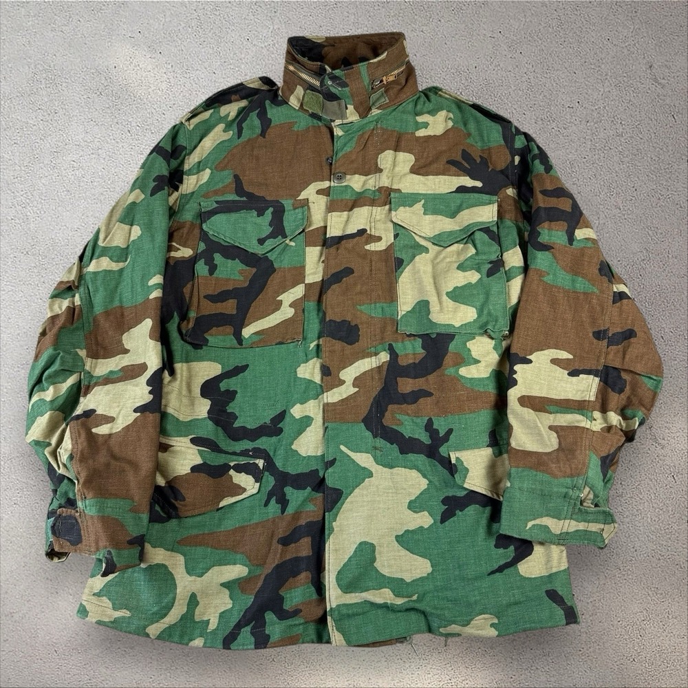 VTG Alpha Industries M65 Field Jacket Small Reg Woodland Camo USA Cold Weather